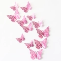 Detailed view of pink 3D cutout butterfly wall stickers with vibrant metallic finish - Pack (12 Units) / Nail Powder