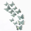 Set di 12 adesivi murali a farfalla 3D traforati con gradiente blu ed effetto metallico - Confezione (12 Unità) / Indaco specchio