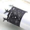 Christmas reindeer and snowflake laser-cut black paper napkin ring for festive table decor - Black
