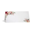 Elegant floral wedding place card with watercolor roses and stable tent fold design - Pink Rose Style (XWK-147)