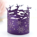 Purple glitter elk and snowflake laser-cut hollow tea light candle shade holder - Dark Purple