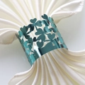 Portatovaglioli a quadrifoglio blu teal metallizzato con finitura a specchio lucida - Indaco specchio