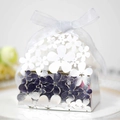 Silver laser-cut flower favor box with white ribbon for wedding candy or chocolates - Reflective Silver
