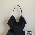 Schwarze Shopper-Tasche aus Wildleder mit großem Fassungsvermögen und Schultergurt - Schwarz