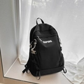Grand sac à dos de voyage noir avec logo DAPING blanc et fermetures éclair en métal - Noir