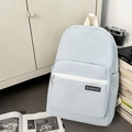 Sac à dos d'école bleu clair minimaliste avec poignées blanches et étiquette BOGEWADE - Bleu