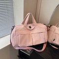 Light pink large travel gym bag with double handles and adjustable shoulder strap - Pink