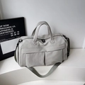 Light gray large capacity travel duffel bag with detachable strap for fitness and sports - Gray