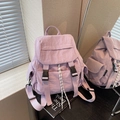 Mini mochila de nailon morado con tela impermeable y cierre de hebilla negra - Morado
