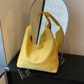 Chic yellow suede hobo tote bag with a minimalist large-capacity design for daily commute - Yellow