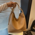Sac hobo marron en cuir grainé avec bandoulière réglable et grande capacité de rangement - Kaki