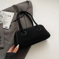 Retro black matte tote bag with contrast white stitching and minimalist shoulder handles - Black without Pendant