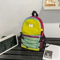 Sac à dos multicolore en nylon avec blocs de couleurs jaune citron, rose et bleu ciel - Rose et Vert