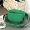 Bright green minimalist crossbody bag with multi-compartments and water-resistant nylon fabric - Grass Green