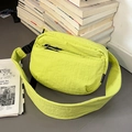 Minimalist fluorescent green nylon crossbody bag with multi-compartment functional design - Neon Yellow