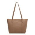 Fashionable khaki large capacity tote bag for women with vertical stitching details - Khaki