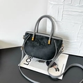 Women's black velvet shoulder bag with grey leather handles and gold-tone accents - Black without Pendant