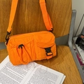 Bright orange tactical crossbody bag with multiple utility pockets and nylon wide strap - Orange