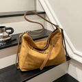 Brown faux suede tote bag with adjustable straps and soft texture for daily commute - Brown