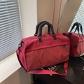 Deep red multi-functional sports gym bag with plaid pattern and large capacity - Burgundy