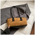 Vintage brown frosted tote bag with black leather straps and gold knot details - No Pendant / Brown