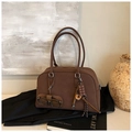 Bruine matte shopper met schouderbanden en chocoladehanger voor dagelijks gebruik - Met Hanger / Koffie met Hanger