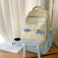 Preppy style backpack in beige and light blue with a bow and lace details - Yellow And Blue Without Charm