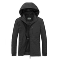 Men's casual black windbreaker hooded jacket with zip pockets and breathable mesh lining - M / Black