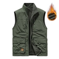 Chaleco táctico de hombre verde oliva forrado con vellón y múltiples bolsillos pro - M / Verde Militar
