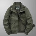 Giacca da lavoro verde militare foderata in pile con ricamo e tasche utility - M / Verde Militare