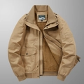 Giacca tattica kaki da uomo con fodera in pile caldo e stile workwear per l'inverno - M / Cachi