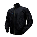 Tactical MA-1 bomber jacket in black with multiple pockets and metal zipper details - M / Black