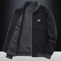 Schwarze Herren-Cord-Bomberjacke im Vintage-Stil mit Free Spirit-Patch und Rippbündchen - M / Schwarz