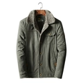 Giacca in cotone foderata in pile verde militare da uomo con stile outdoor a tasche multiple - M / Verde Militare