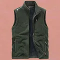 Legergroene heren fleece bodywarmer met fleecevoering en warme opstaande kraag - M / Legergroen (Fleece Gevoerd)