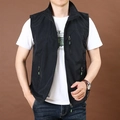 Gilet outdoor da uomo nero ad asciugatura rapida con collo alto e tasche con cerniera - M / Nero
