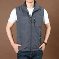 Gilet outdoor grigio da uomo asciugatura rapida con collo alto e tasche con zip - M / Grigio