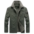 Giacca militare uomo verde militare foderata in pile con colletto sherpa e distintivi - M / Verde Militare