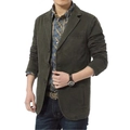 Giacca blazer casual da uomo in cotone verde oliva con camicia a quadri e jeans - M / Verde Militare