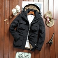 Parka de hombre negra con capucha, forro polar y cuatro bolsillos con solapa de exterior - M / Negro