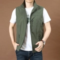 Men's quick-dry outdoor vest in army green featuring a stand collar and full zipper - M / Army Green