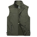 Gilet de sport extérieur vert armée pour hommes avec col montant et poches zippées - 6XL / Vert Armée