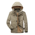 Giacca invernale da uomo kaki impermeabile con fodera in pile marrone spessa - M / Cachi