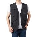 Herren Outdoor Weste in Schwarz mit vielen Taschen für Angeln und Wandern mit V-Ausschnitt - M / Schwarz