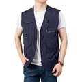 Dunkelblaue Outdoor-Weste mit vielen Taschen aus wasserabweisendem Nylon-Gewebe - M / Saphirblau