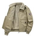 Giacca militare uomo color kaki con calda fodera in pile e stemma sulla manica sinistra - M / Cachi