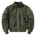 Chaqueta bomber MA-1 verde para hombre con parches militares y bolsillos tácticos - M / Verde Militar