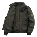 Giacca da volo tattica uomo verde oliva con fodera in pile e stemma militare sul braccio - M / Verde Militare