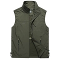 Gilet multitasche da uomo verde militare con fodera in rete per attività all'aperto - M / Verde Militare