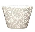 Elegant laser-cut floral pattern cupcake liners in cream white for wedding decorations - Silver Grey